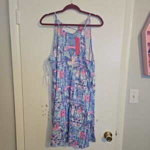 Lilly Pulitzer Margot Dress Whisper Blue Yeah Buoy NWT XL